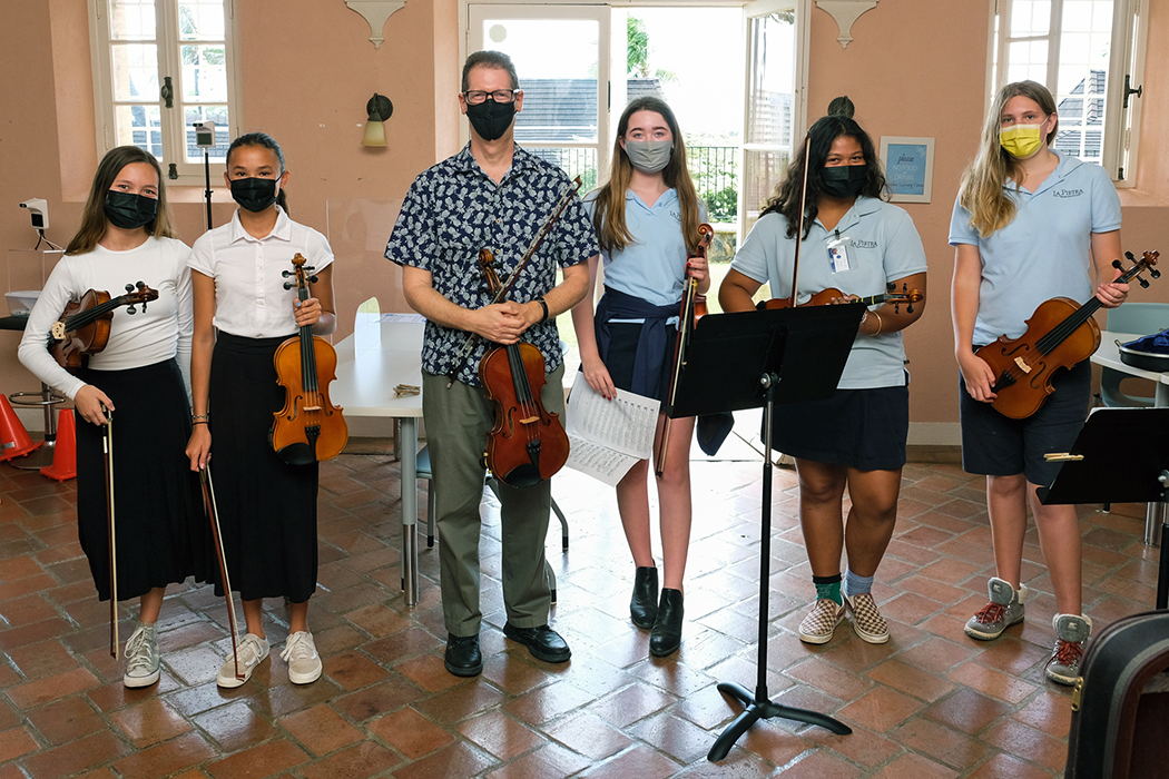 Mr. Steve Flanter and students in the After-School Strings program.